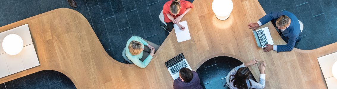 Office workers evaluating risks