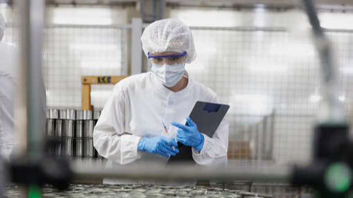Inspecting the production line in a food processing plant