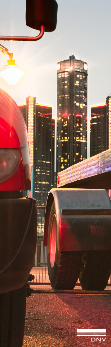 Car and truck night view Detroit
