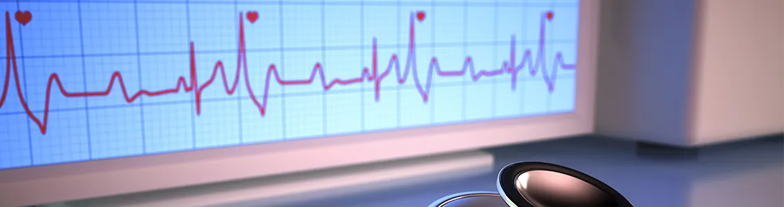 Stethoscope and heart rate monitor as banner image for Heart Failure Certification Program Image 