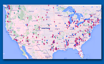 A US map of DNV Accredited and Certified hospitals