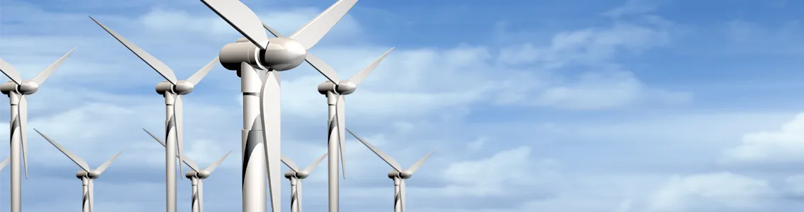 Graphic of wind turbines as Banner image for ISO 50001 Auditors course