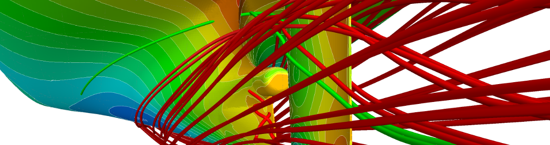 Pressure distribution and streak lines