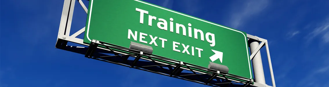 Exit sign for Training as Banner Image for Risk Management Training Course