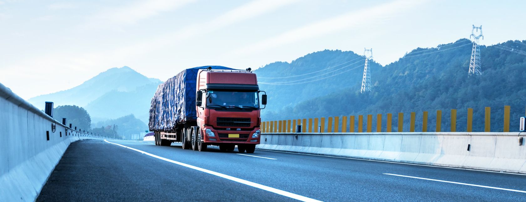 Red truck on the highway