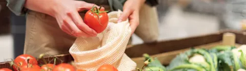 hands with red tomato